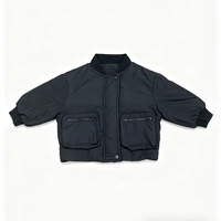 Veste Safari pour enfants, garçons et filles, avec poches zippées, manteau en Denim rembourré, col rond, parka coupe-vent à capuche, vêtements d'extérieur pour automne et hiver