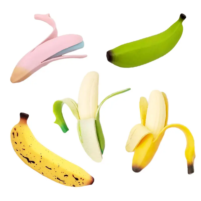 Hete Verkopende Jugetes Stress Verlichten Knijpende Decompressie Speelgoed Peeling Banaan Gesimuleerde Voedsel Fruit Speelgoed