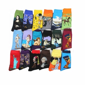 Vente en gros nouveauté artistique <span class=keywords><strong>Van</strong></span> <span class=keywords><strong>Gogh</strong></span> peinture chaussettes hommes unisexe drôle Art graphique coton chaussettes d'équipage - Product Image 1