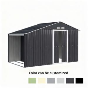 <span class=keywords><strong>Abri</strong></span> <span class=keywords><strong>de</strong></span> <span class=keywords><strong>jardin</strong></span> métallique extra large à toit en pente, facilement assemblable, avec pergola <span class=keywords><strong>de</strong></span> rangement pour bûches, idéal pour l'extérieur - Product Image 5