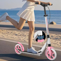 Trottinette pliable à deux roues anti-basculement avec siège pour enfants et adultes de 10 ans et plus - Roues en PU et en fer durables