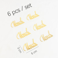 Islamische 6-teilige Acryl-Spiegel-Etiketten Cupcake-Topper Gold Umrah Mubarak Kuchendekoration für Muslimische Partys