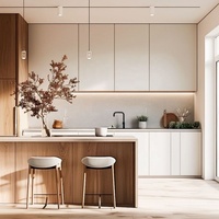 CBMmart Set lengkap Interior cerdas berkilau, lemari dapur motif kayu Modular untuk apartemen