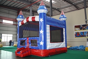 Castillo Inflable Patriótico con la Bandera de EE. UU., Castillo Hinchable de PVC Resistente con Escalón para Eventos Infantiles - Product Image 2
