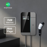 Cargador de Pared para Vehículos Eléctricos Tipo 1/Tipo 2/GBT de 7 kW, Nivel 2 AC, para Comunidades Residenciales, con WiFi, RFID, OCPP, DLB, Estación de Carga