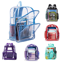 Sacs d'école en PVC transparent imperméables personnalisés, grands sacs à dos transparents pour enfants, sacs à dos de voyage transparents