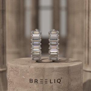 Pendientes de Aro de Oro Sólido de 14K con Diamantes Baguette, Estilo Huggie de Lujo, Joyería Fina para Mujer, Regalo para Boda, Aniversario, Fiesta - Product Image 4