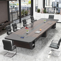 Table de conférence moderne extensible en bois avec chaises, idéale pour bureau, télétravail, chambre ou salle à manger - Pieds en fer