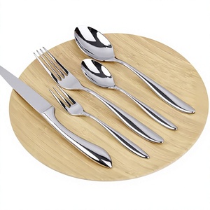 5 Pcs <b>Star</b> Crafts India American Style Silver <b>Mirror</b> Polish Stainless Steel Cutlery Set Best Quality Kitchen Flatware - Product Image 1