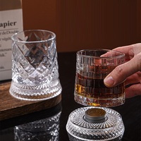 Vaso Giratorio Creativo para Whisky con Posavasos Luminoso, Vaso Premium para Beber Cerveza, Ideal para Bares y Fiestas en Casa