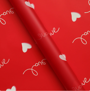 Papel de regalo impermeable al por mayor para el Día de San Valentín, en forma de corazón, rojo, de plástico, para empaquetar ramos de flores. - Product Image 1