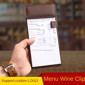 Menú de restaurante Férula Clip de caja registradora de cuero personalizable con logotipo Carpeta de archivos de una sola placa La Carta Comprar - Product Image 3