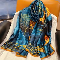 Grands foulards en satin de luxe imprimés numériquement par des designers, 180*90CM, 100% soie satinée, foulard hijab imprimé avec logo, foulards en satin pour femmes