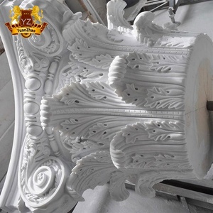 Décoration de la maison, pilier romain, casquette, majuscule sculptée à la main, cornthian, carrera, marbre blanc, pierre, colonne romaine - Product Image 6
