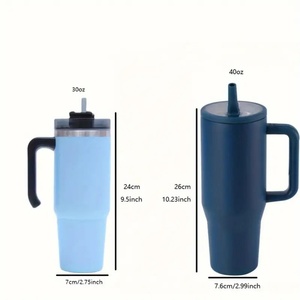 Outdoor Camping Vacuum <b>Insulated</b> Reusable <b>Mugs</b> 40oz Stainless Steel Tumbler with Handle and Straw for Hot Cold Beverages - Product Image 2
