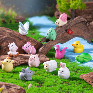 Figurines miniatures d'animaux en résine mignonnes, décorations de paysage, petits canards, capybaras, flamants roses, tortues, ornements, accessoires DIY - Product Image 2