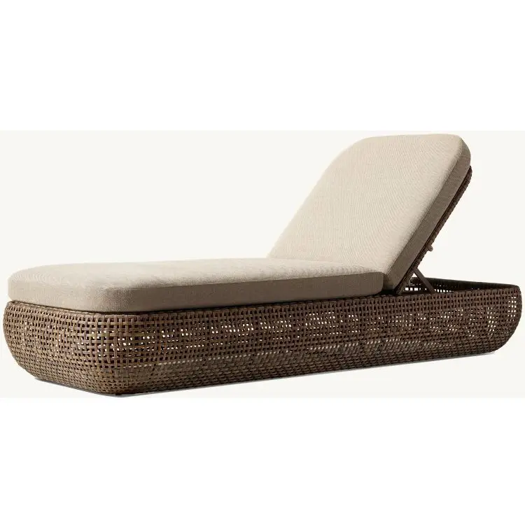 Resort vacation leisure outdoor rattan chaise lounge daybed furniture hand-made PE wicker pool loungers