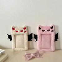 Porte-cartes photo en peluche Kawaii personnalisé, motif chauve-souris démon, mignon, mini porte-clés en peluche, pochette pour cartes Kpop