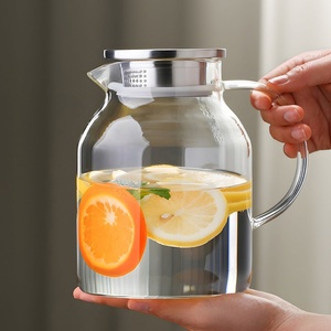 Rỗng bình thủy tinh với thép không gỉ nắp 1 lít <span class=keywords><strong>2L</strong></span> nước bình với xử lý cà phê thủy tinh Jug Ấm đun nước cho Iced Trà số lượng lớn bán - Product Image 1