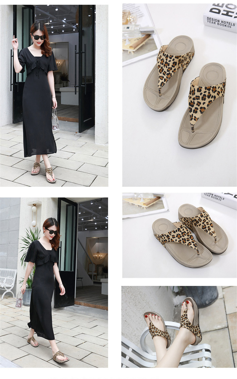 Snakeskin Leopard Print Wedges Flip Flops Slippers Large Size Flip-flop Women's Shoes Wholesale