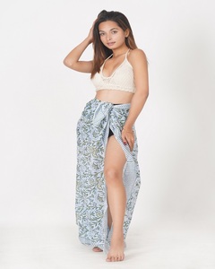 Top Quality Cotton Hand Block Print Sarong Women Cover Up High Waist Bikini Wrap <b>Split</b> Beach <b>Skirt</b> Printed - Product Image 1