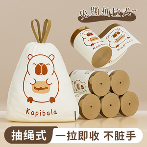 ถุงขยะแบบมีเชือกผูกคาปิบาลาขนาดใหญ่ หนาขึ้น สำหรับใช้ในครัวเรือน - Product Image 2