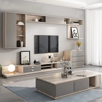 Mobilier de Salon Nordique Moderne en Bois Avec Rangement : Meuble TV et Table Basse