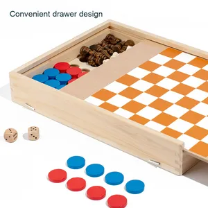 Doppio gioco da tavolo per bambini Set di scacchi Multi-funzionale in legno giocattolo educativo per il gioco da tavolo battaglie - Product Image 4
