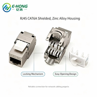 Module réseau mural CAT6A blindé, entièrement blindé, plaqué or, connecteur Keystone RJ45 en alliage de zinc argenté, 180 degrés, sans outil, 10 Gbit/s