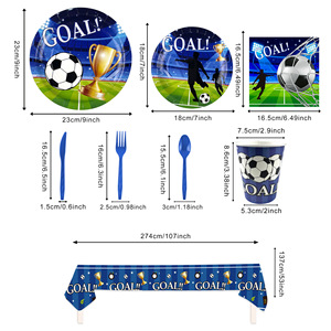 Kit de Fournitures de Fête de Football pour 20 Personnes – <span class=keywords><strong>Vaisselle</strong></span> Complète avec Assiettes en Carton, Gobelets, Serviettes, Nappe et Bannière pour Anniversaire ou Journée de Match - Product Image 4