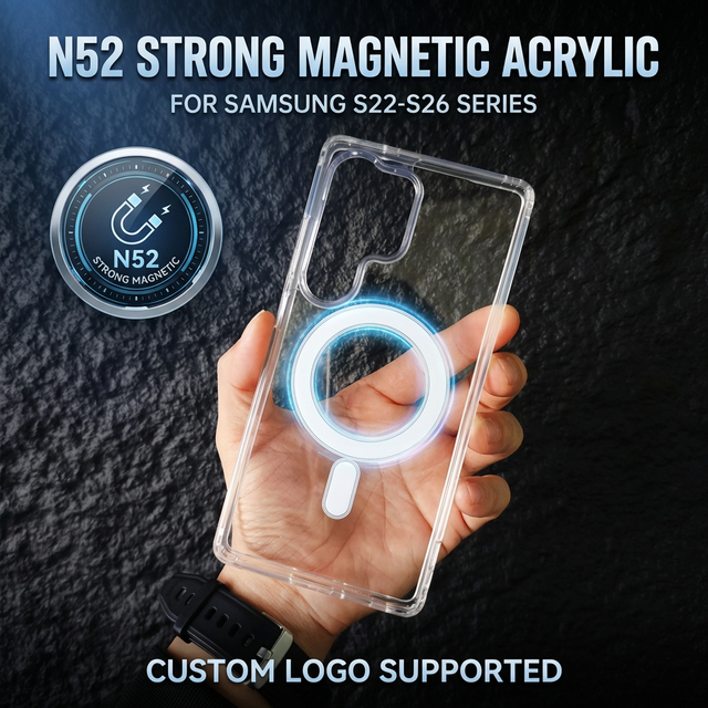 Factory Wholesale N52 Strong Magnetic Case for Samsung Galaxy S26 S25 S24 Ultra Plus Clear Shockproof TPU Acrylic Cover