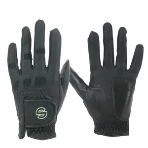 Professional Manufacture Of Cheap High Quality Custom Men's Black Leather Golf Gloves