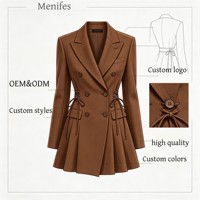 Robe Blazer Femme Personnalisée OEM ODM, Usine de Vêtements de Guangzhou, Marque Privée, Robes Formelles de Bureau pour Femmes, Faible MOQ