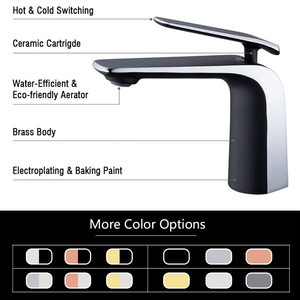 Grifo de Lavabo Moderno SANIPRO de una Sola Manija, de Latón con Válvula de Disco Cerámica, Montaje en Cubierta, con Aireador Anti-Salpicaduras - Product Image 2