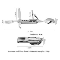 Ensemble couteau-fourchette-cuillère multifonctionnel en acier inoxydable, ouvre-bouteille de vin, design minimaliste moderne, emballage en boîte blanche