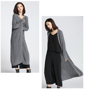 Hot Seller Long Pull Coat Cardigan tricoté en <span class=keywords><strong>laine</strong></span> et cachemire pour <span class=keywords><strong>femme</strong></span> pour le printemps et l'automne - Product Image 5