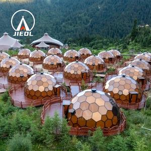 Tente dôme géodésique en verre JIEOL 5M, norme américaine et européenne 360 ° Maison de glamping transparente avec salle de bain - Product Image 5