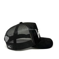 Gorra Trucker Negra Sólida de Gamuza OEM ODM, Personalizable con Logotipo Inicial Bordado, para Hombre, para Exteriores y Bosque