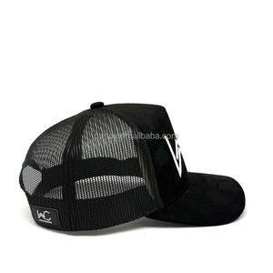 Gorra Trucker Negra Sólida de Gamuza OEM ODM, Personalizable <span class=keywords><strong>con</strong></span> Logotipo Inicial Bordado, para Hombre, para Exteriores y Bosque - Product Image 3