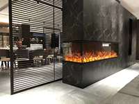 Cheminée électrique moderne de luxe de haute qualité à trois côtés avec télécommande, flammes LED, pour usage domestique et hôtelier, tailles de 36 à 100 pouces