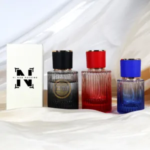 Factory price round color spray glass perfume bottle 30 ml 50 ml cosmetic packaging empty perfume bottle with box
