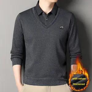 Top t-Shirt a righe da uomo abbigliamento Casual Business Hot Spring autunno <span class=keywords><strong>manica</strong></span> <span class=keywords><strong>lunga</strong></span> per <span class=keywords><strong>Polo</strong></span> - Product Image 4