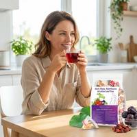 Tisane Bien-être aux Plantes Brutes de Prunier Noir, Aubépine et Feuille de Lotus, Sans Caféine, 180g, pour la Digestion et l'Amincissement, Spécialement Conçue pour les Femmes