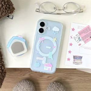 เคสโทรศัพท์แม่เหล็กติดกระจกบ้านพักตากอากาศสีฟ้าน่ารัก สำหรับ iPhone 17 Pro Max 16 15 14 ผู้หญิง - Product Image 4