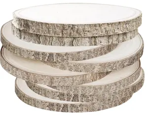테이블 센터피스용 미완성 나무 조각 10 개, DIY 공예용 12 인치 원형 천연 나무 슬라브, 결혼식용 서클,