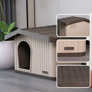 Cuccia Impermeabile Accogliente per Cani di Piccola Taglia e Gatti - Rifugio per Animali Domestici da Interno/Esterno con Design Ventilato a Casetta - Product Image 3
