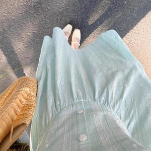 Vestido Largo Azul con Cuello Marinero para Mujer, Estilo Veraniego, Transpirable, Casual, con Hombros Descubiertos, Cintura Natural, Ideal para Vacaciones - Product Image 4