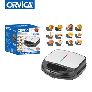 ORVICA Grille-<span class=keywords><strong>sandwich</strong></span> électrique automatique en acier inoxydable, presse-grille, plaques amovibles antiadhésives, gaufrier écologique - Product Image 1