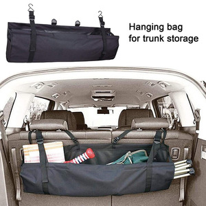 Organizador de maletero de coche, bolsa de almacenamiento de tela Oxford negra de 90cm con ganchos para organización interior del coche - Product Image 4