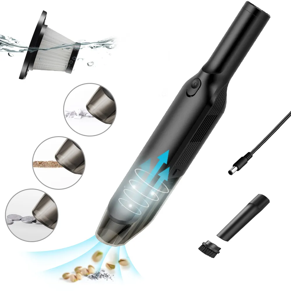 Two versions mini car vaccum cleaner 12V or rechargeable Wireless Small portable high power hand car vacuum cleaner